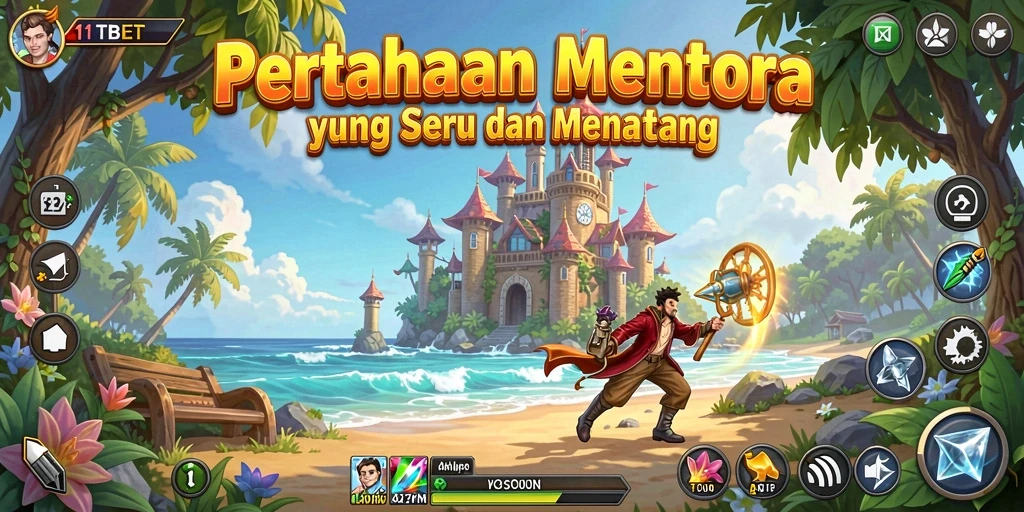 Tampilan gameplay menara dan pertahanan yang menegangkan di 11TBET.