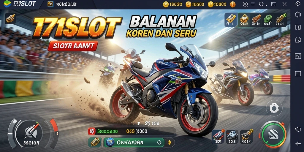 Tampilan mendebarkan dari gameplay balapan motor di 171SLOT.