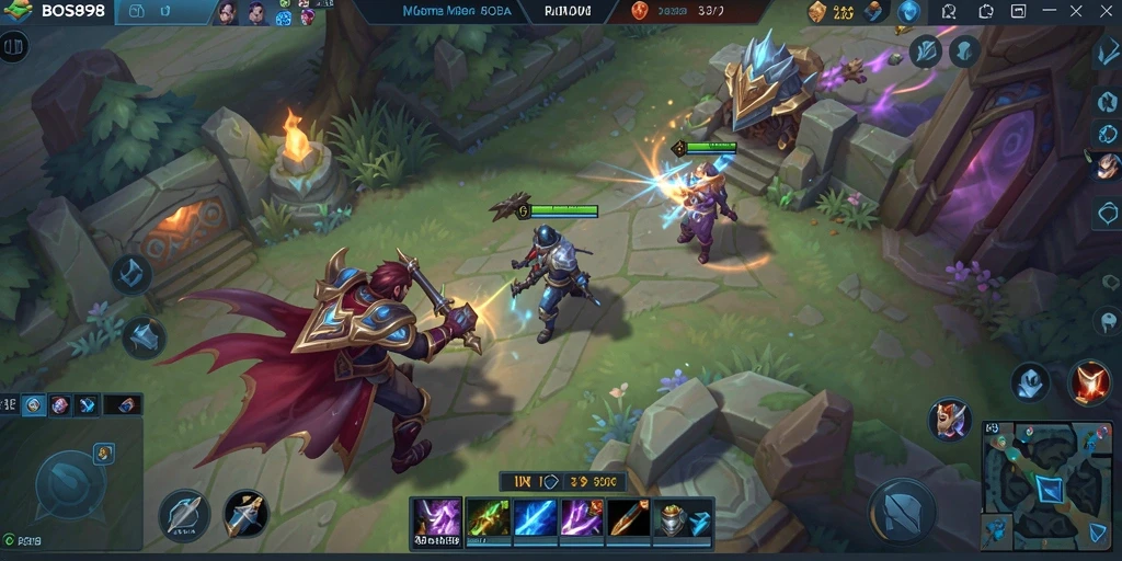 Tampilan aksi seru dalam gameplay MOBA di BOS898.