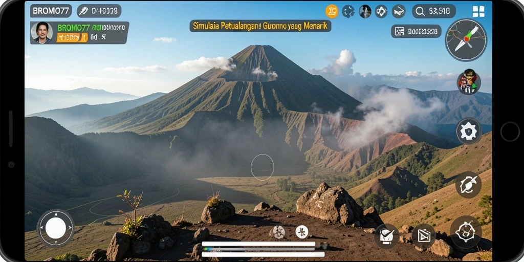 Tampilan gameplay BROMO77 yang memukau dengan pemandangan Gunung Bromo.
