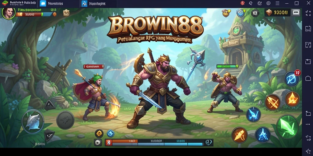 Tangkapan layar utama BROWIN88 menampilkan aksi pertarungan intens dalam dunia RPG.