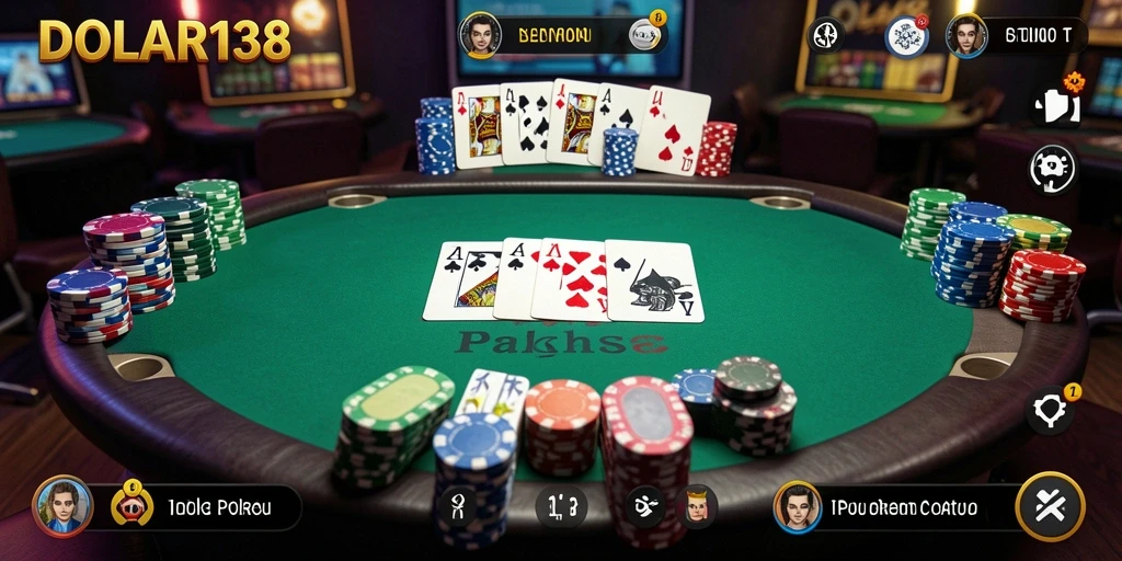 Tampilan gameplay Poker yang menegangkan di DOLAR138.