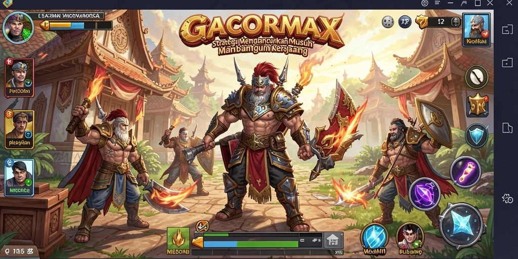 Tampilan seru dari gameplay strategis GACORMAX dengan pertempuran epik.