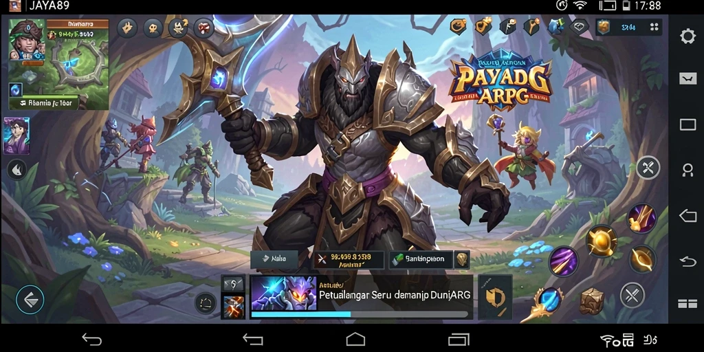 Tampilan gameplay seru dalam JAYA89 dengan karakter dan monster beragam.