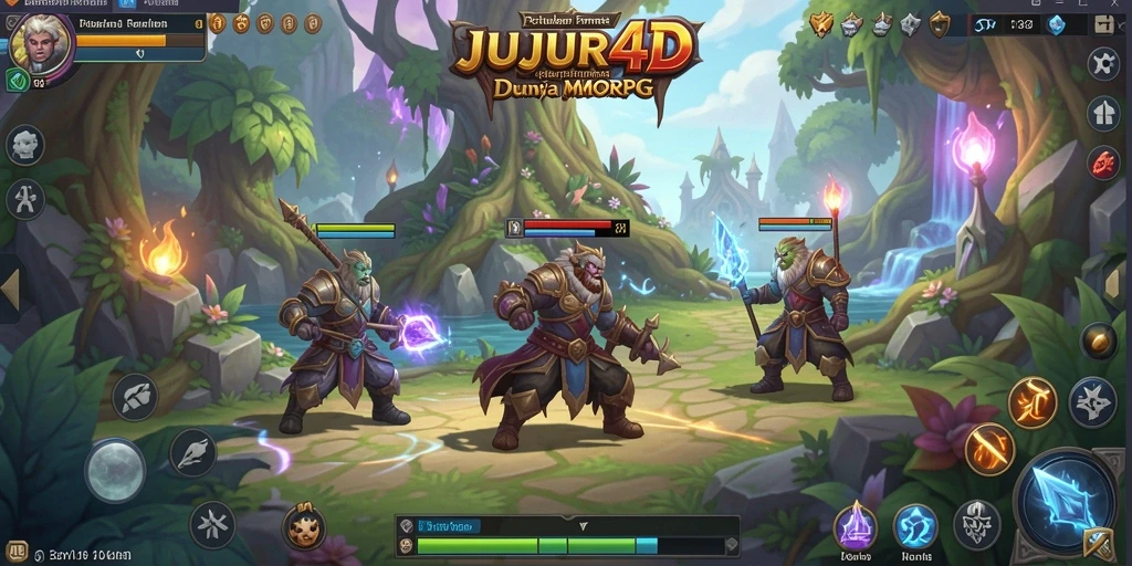Screenshot JUJUR4D menampilkan aksi pertarungan seru di dunia MMORPG.
