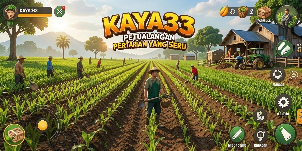 Tampilan gameplay KAYA33 dengan petualangan pertanian yang menarik.