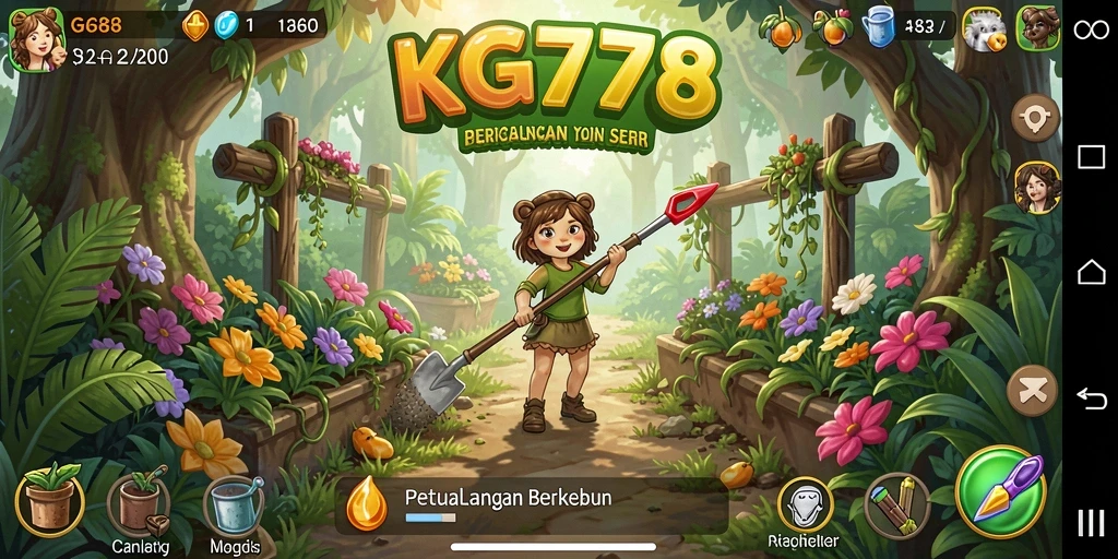 Screenshot KG778 menampilkan gameplay berkebun yang menarik dan detail.
