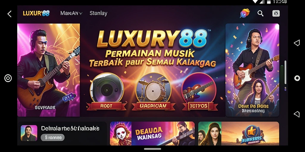 Tangkapan layar permainan LUXURY88 yang menampilkan notasi musik dan antarmuka interaktif.