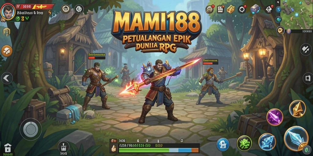 Screenshot gameplay MAMI188 menampilkan pertarungan seru di dunia RPG yang luas.