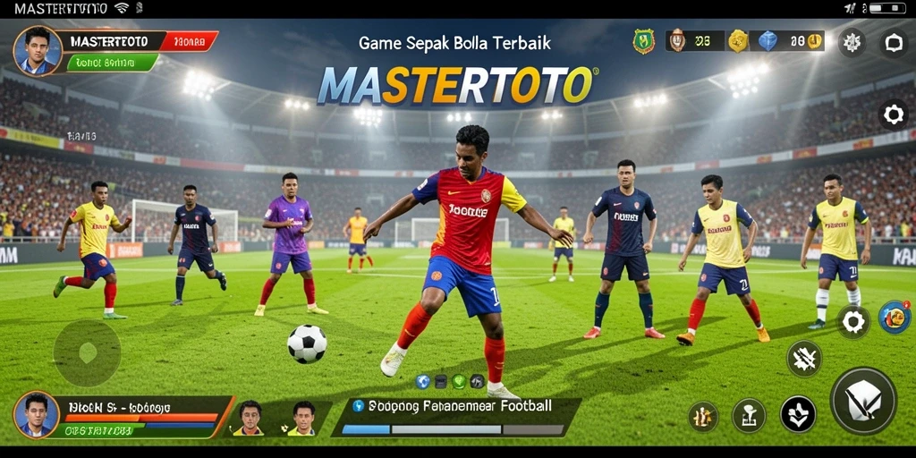 Tampilan gameplay seru dalam MASTERTOTO yang menggambarkan aksi sepak bola.