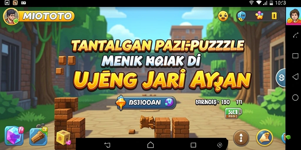 Tangkapan layar gameplay MIOTOTO menampilkan puzzle yang penuh warna dan interaktif.