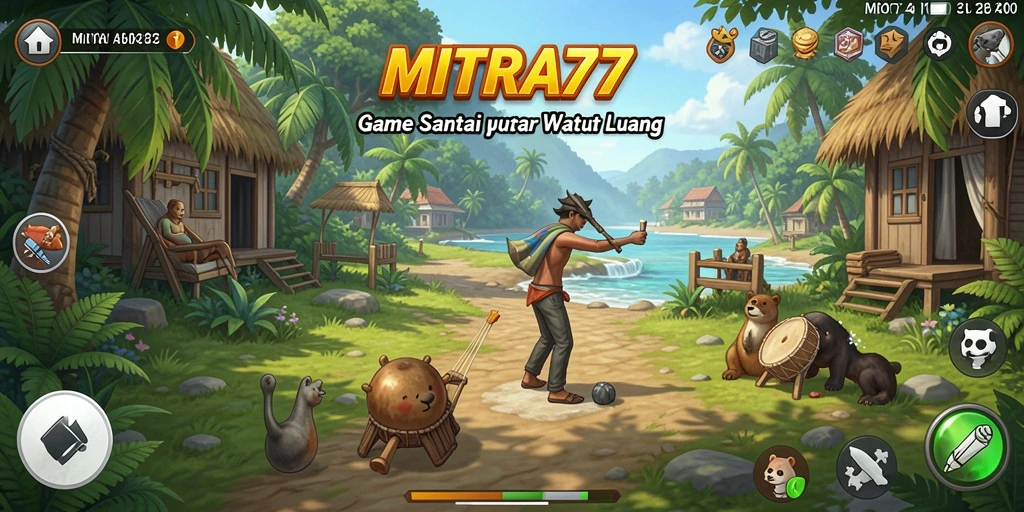 Tampilan gameplay MITRA77 dengan karakter lucu dan interface menarik.