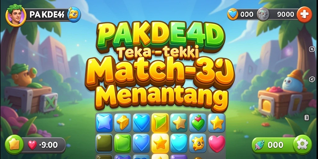 Tangkapan layar utama PAKDE4D menampilkan aksi gameplay seru dalam genre Match-3.