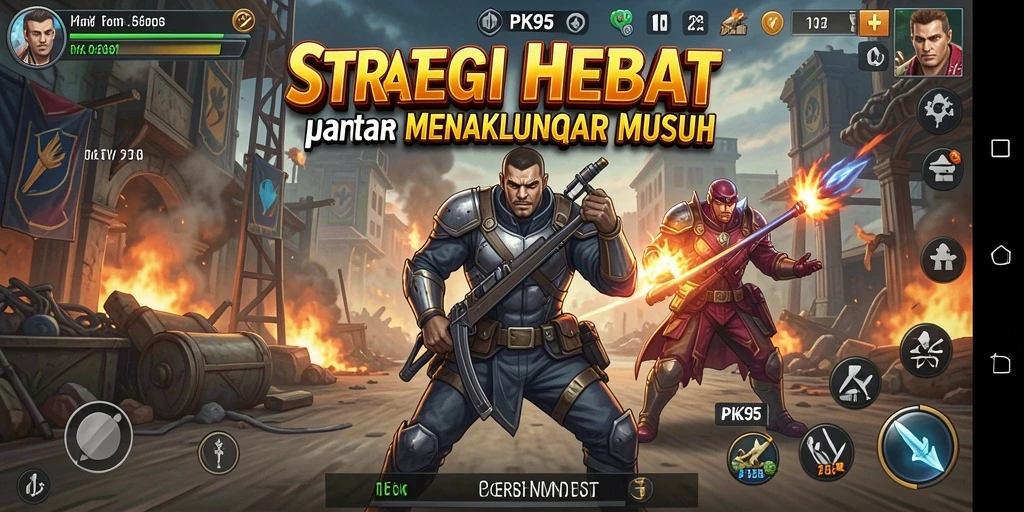 Tampilan gameplay dinamis dan pertarungan strategis di PK95.