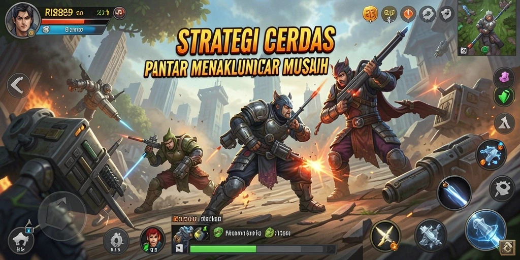 Screenshot gameplay RI889 menampilkan pertempuran strategi yang intens.
