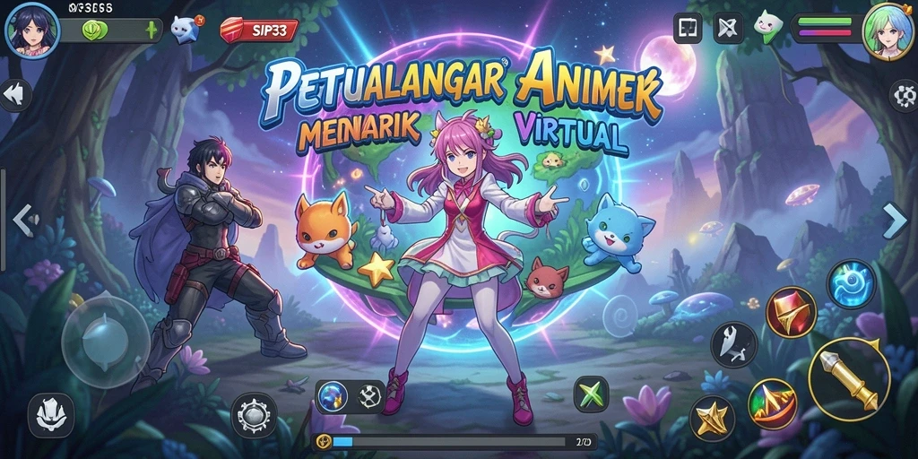 Tampilan gameplay SIP33 yang menakjubkan dengan karakter anime aktif.