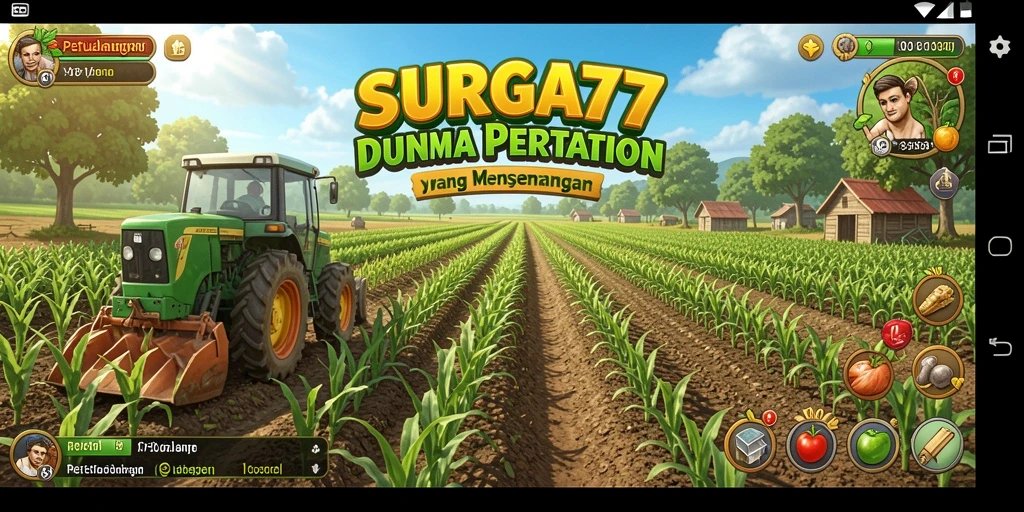 Tampilan gameplay menarik di <strong>SURGA77</strong> saat bertani di kebun indah.