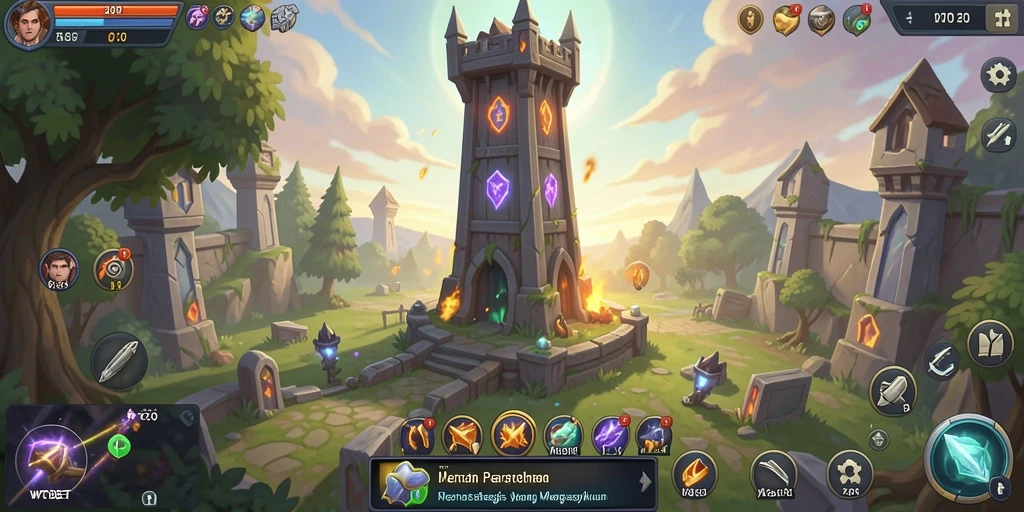 Tangkapan layar gameplay menampilkan strategi menara bertahan dengan intensitas tinggi.